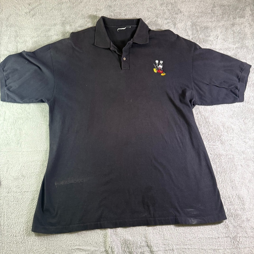 Vtg Mickey Mouse Polo Shirt Embroidered Disney Graphic Tee Mens Size Large